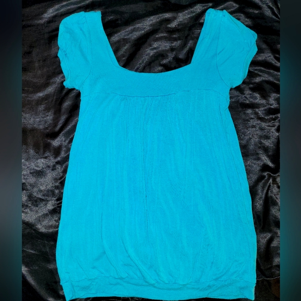 Vintage Wet Seal Teal Slouchy Blouse Mini Dress